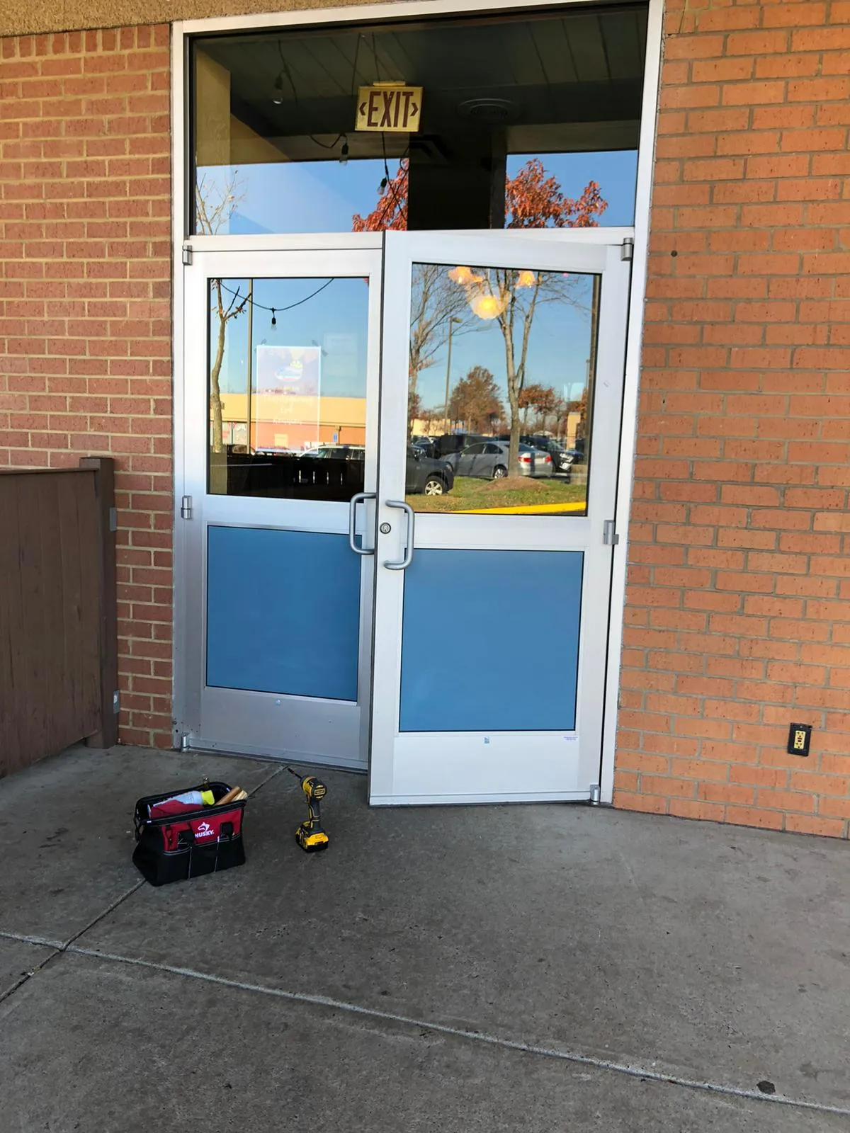 Glass entry door at a business property
