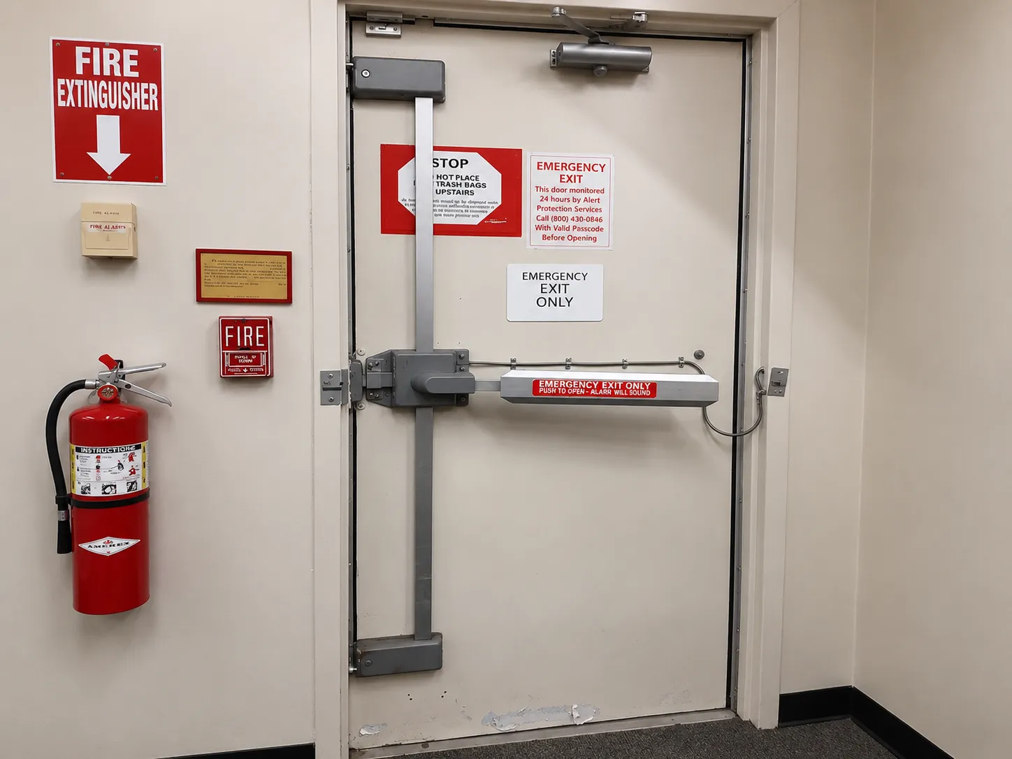 Commercial metal service door at a business